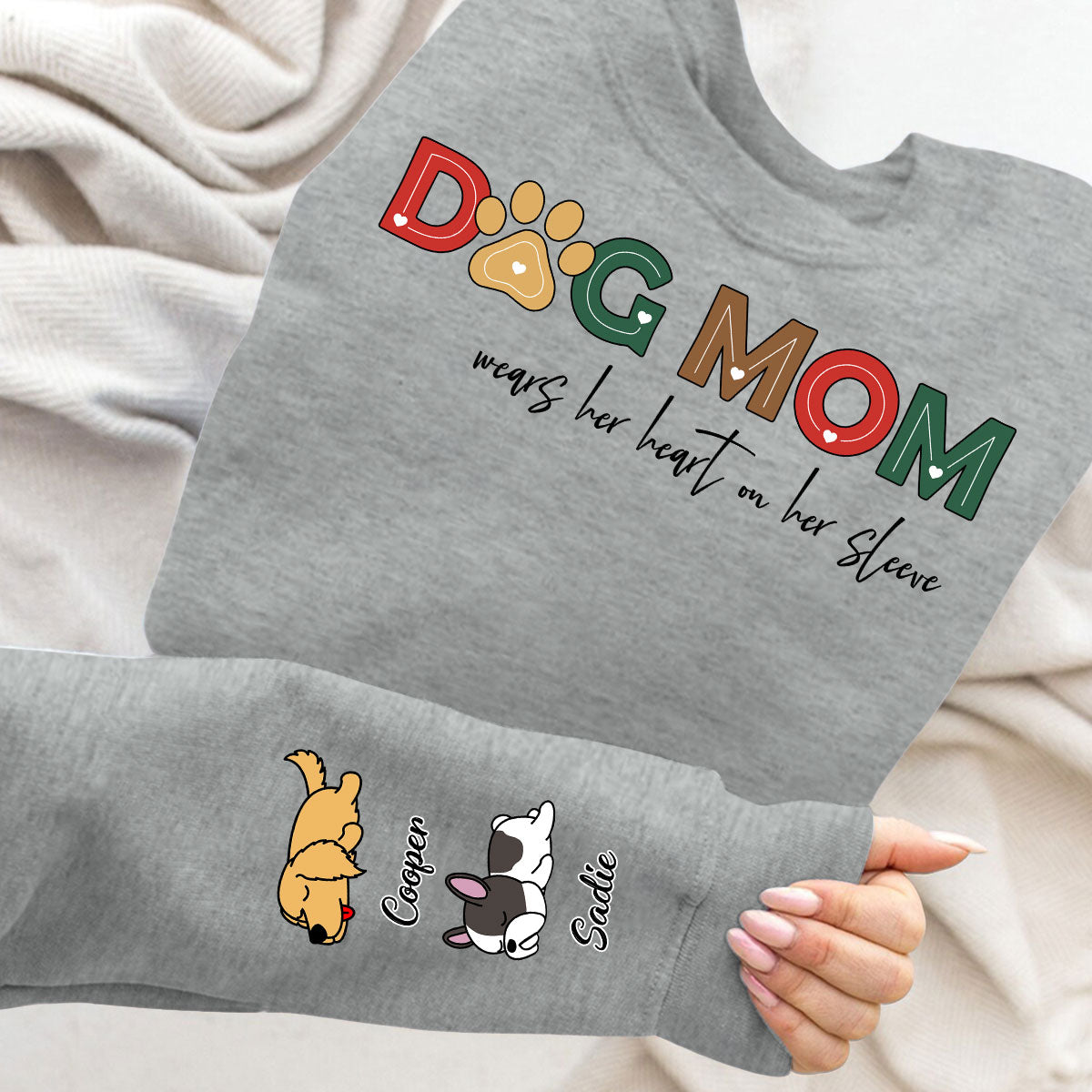 Personalized Dog Mom Heart Version 2 Custom Sweatshirt - Ideal Gift