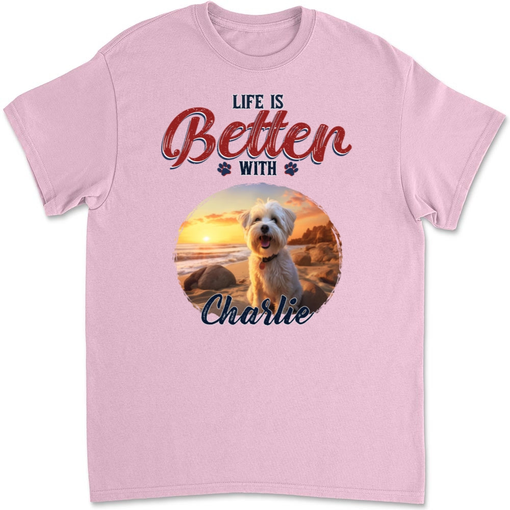 Personalized Custom Unisex 'Better Life With My Dog' Photo T-shirt - Ideal Gift for Pet Lovers