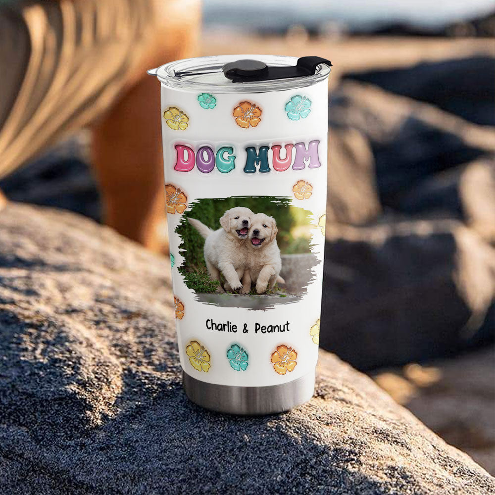 Personalized Custom 3D Inflated Effect Dog Mom Summer Photo Tumbler - Ideal for All Seasons