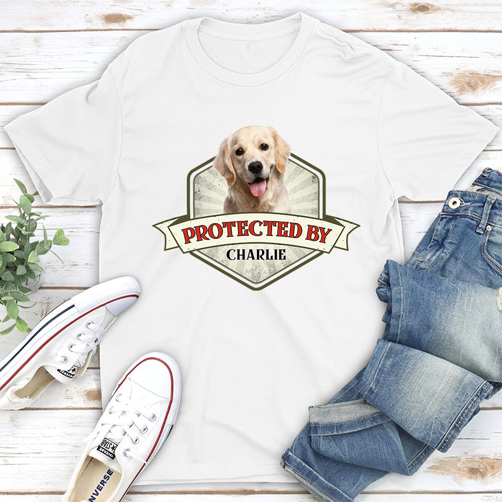 Customizable Unisex 'Protected By Dogs' Personalized Photo T-Shirt - Ideal Gift for Pet Lovers