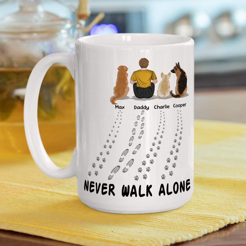 Personalized 'Never Walk Alone' Coffee Mug for Pet Lovers