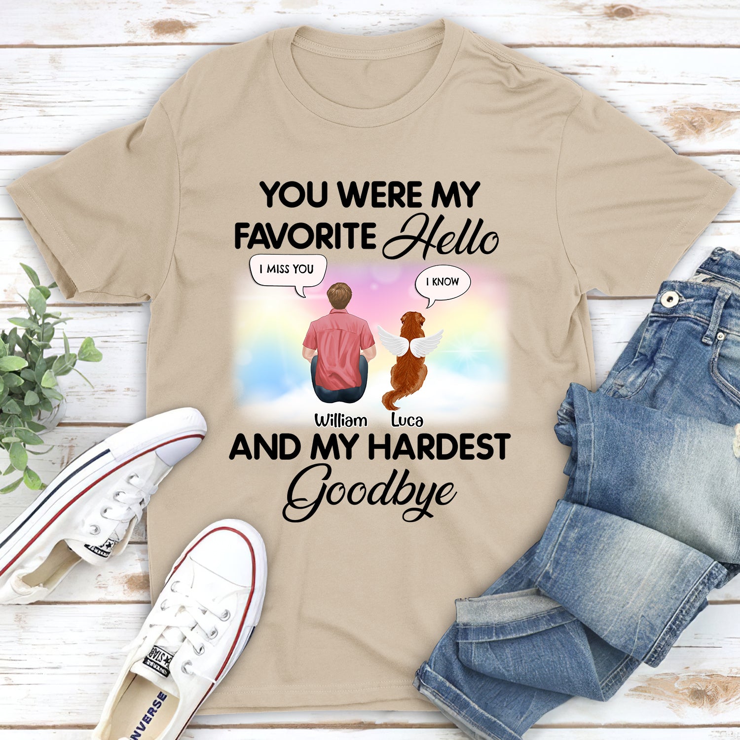 Personalized Custom Unisex Memorial T-shirt: You Were My Favorite Hello Speech