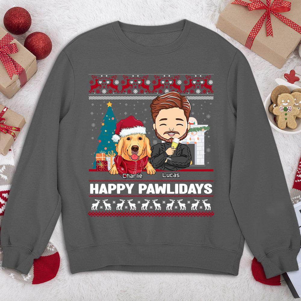 Happy Pawlidays - One-of-a-Kind Personalized Custom Sweatshirt for Pet Lovers