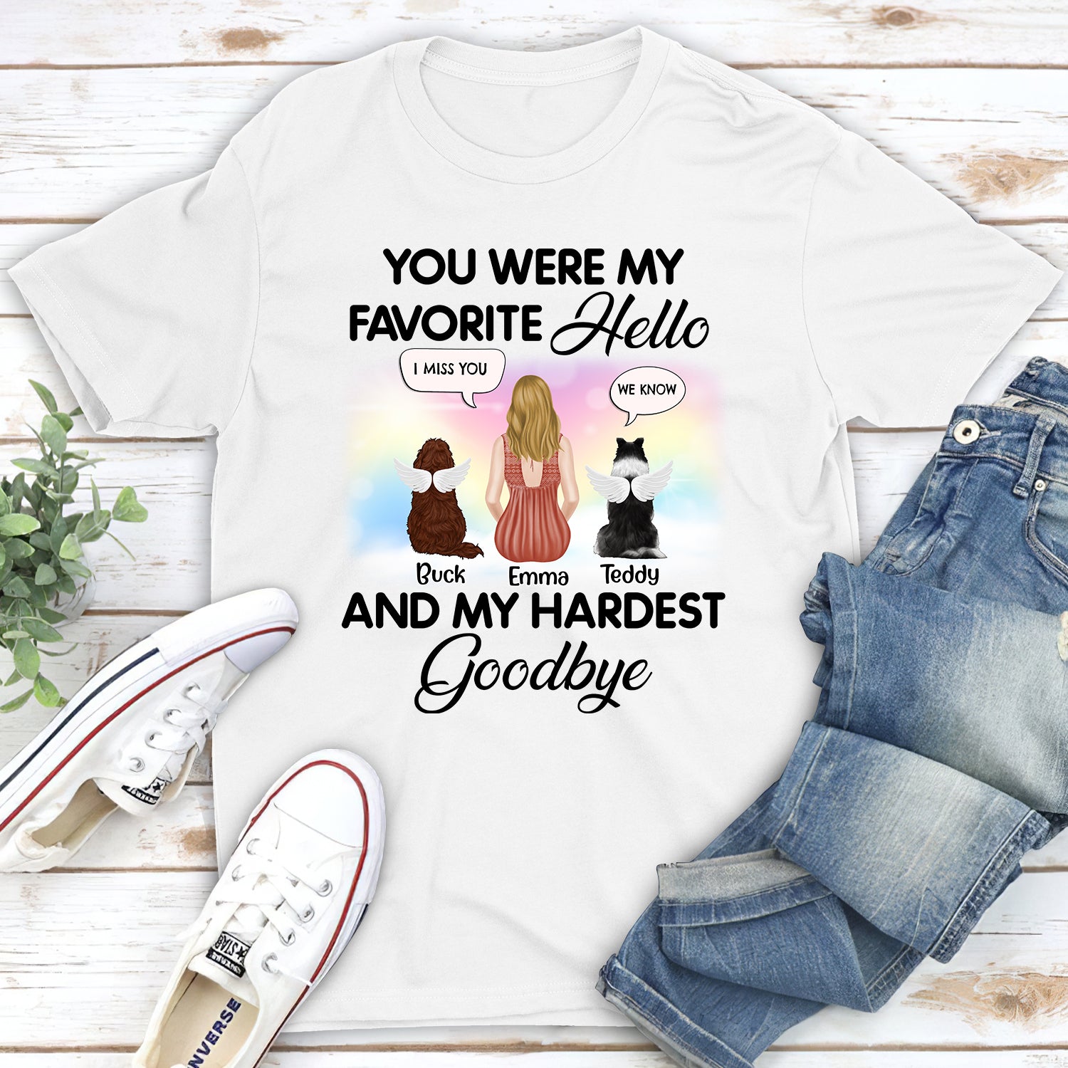 Personalized Custom Unisex Memorial T-shirt: You Were My Favorite Hello Speech
