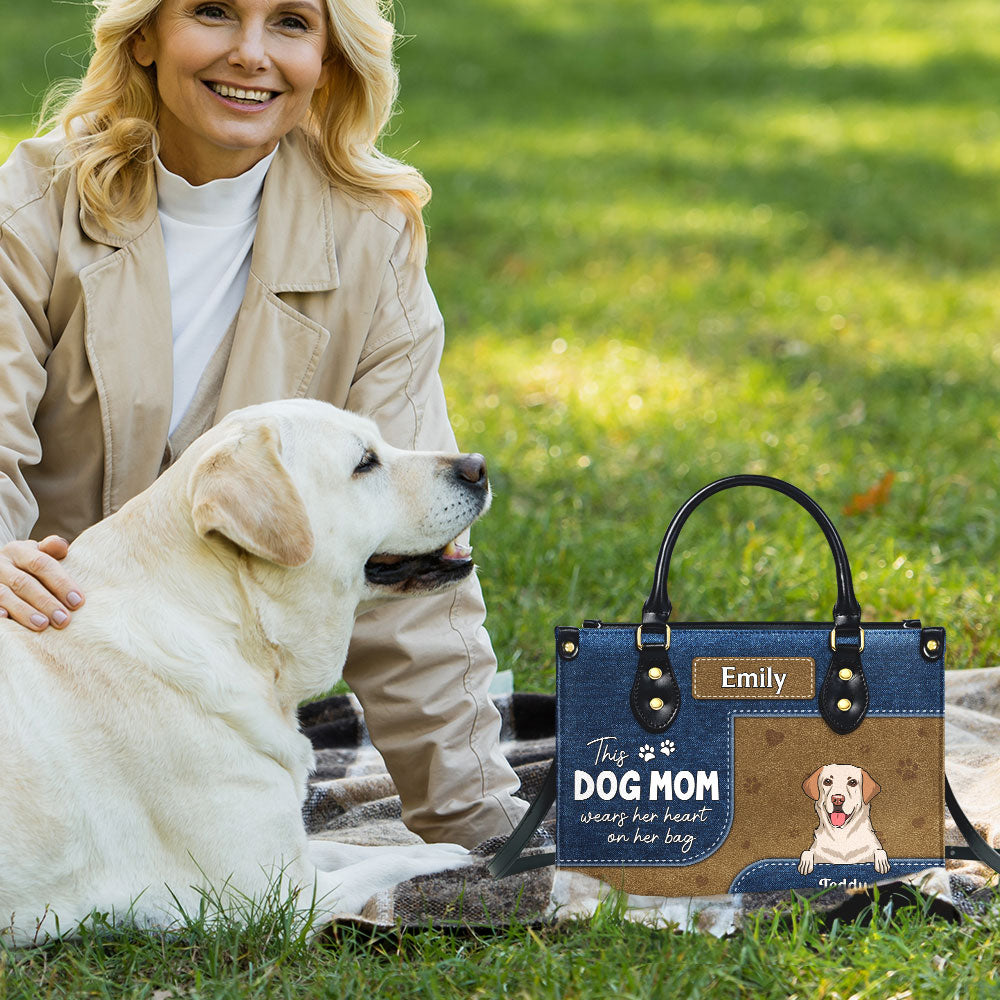 Personalized Custom Leather Handbag for Dog Moms