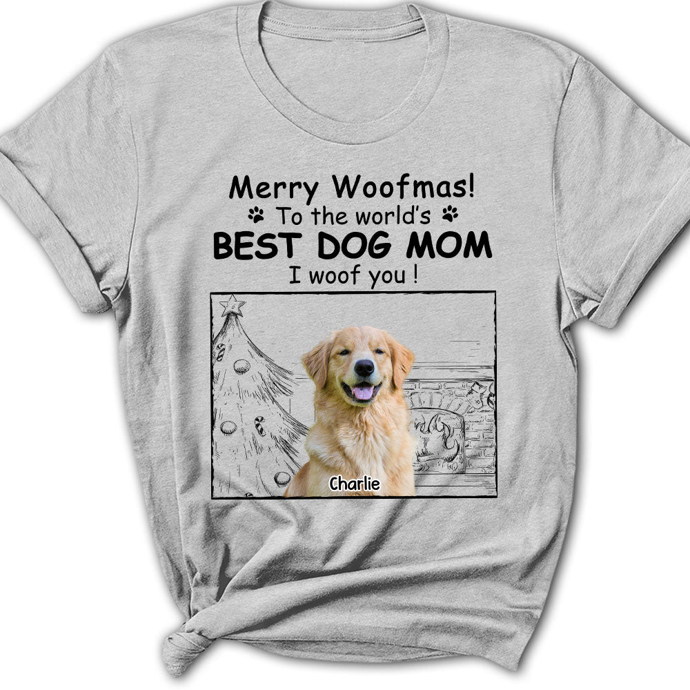 Customizable Christmas Photo Women's T-shirt - Ideal for Dog Moms
