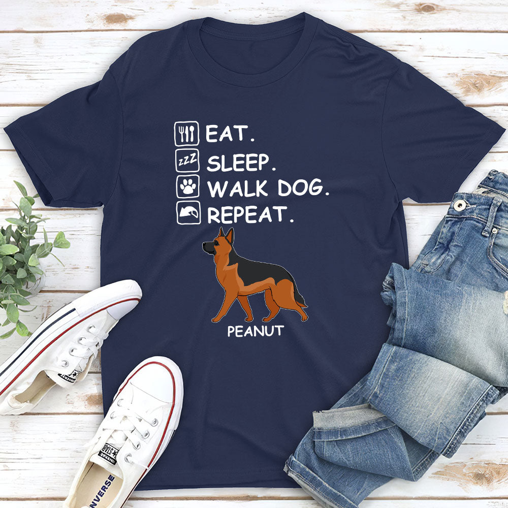 Personalized Unisex 'Eat Sleep Walk Repeat' T-shirt - Ideal Gift for Pet Lovers