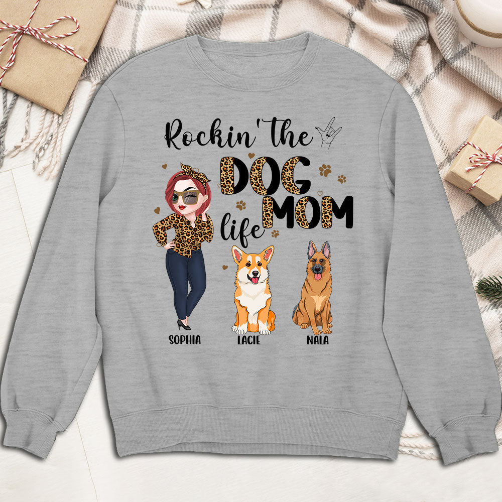 Personalized Rockin' Dog Mom Life Custom Sweatshirt - Ideal Gift