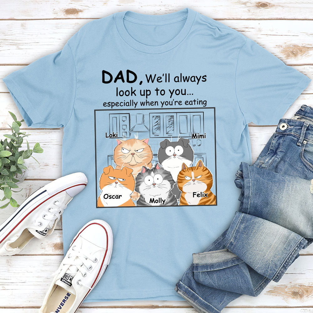 Customizable Unisex Cat Lover's T-shirt - Cats Look Up To You