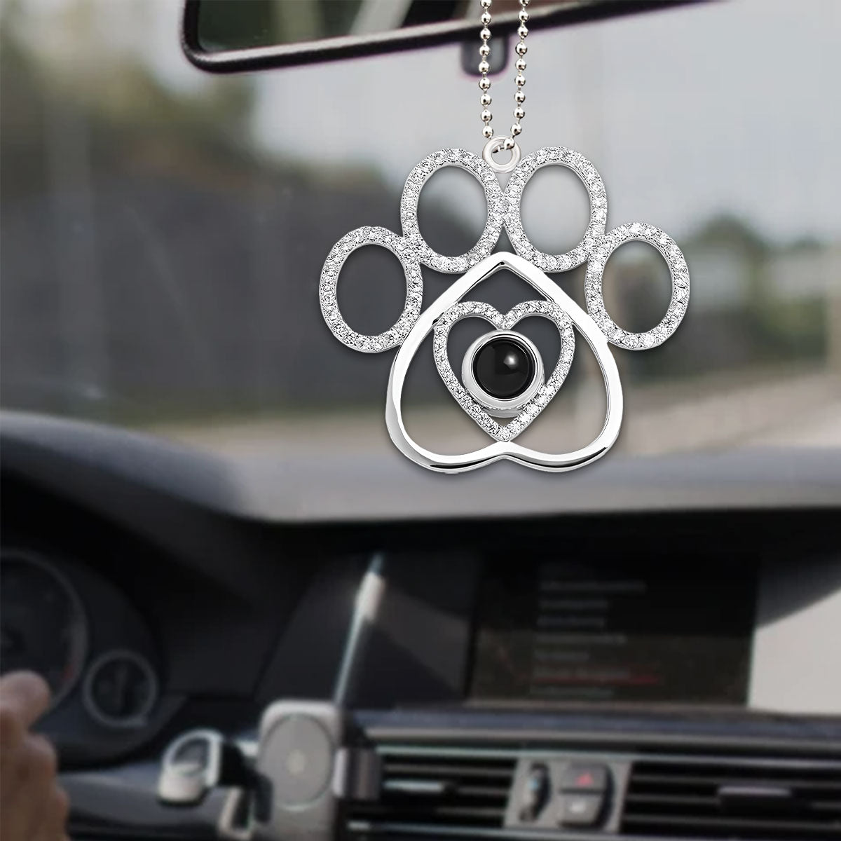 Personalized Pet Paw Projection Car Ornament: You Left Your Paw Prints On My Heart