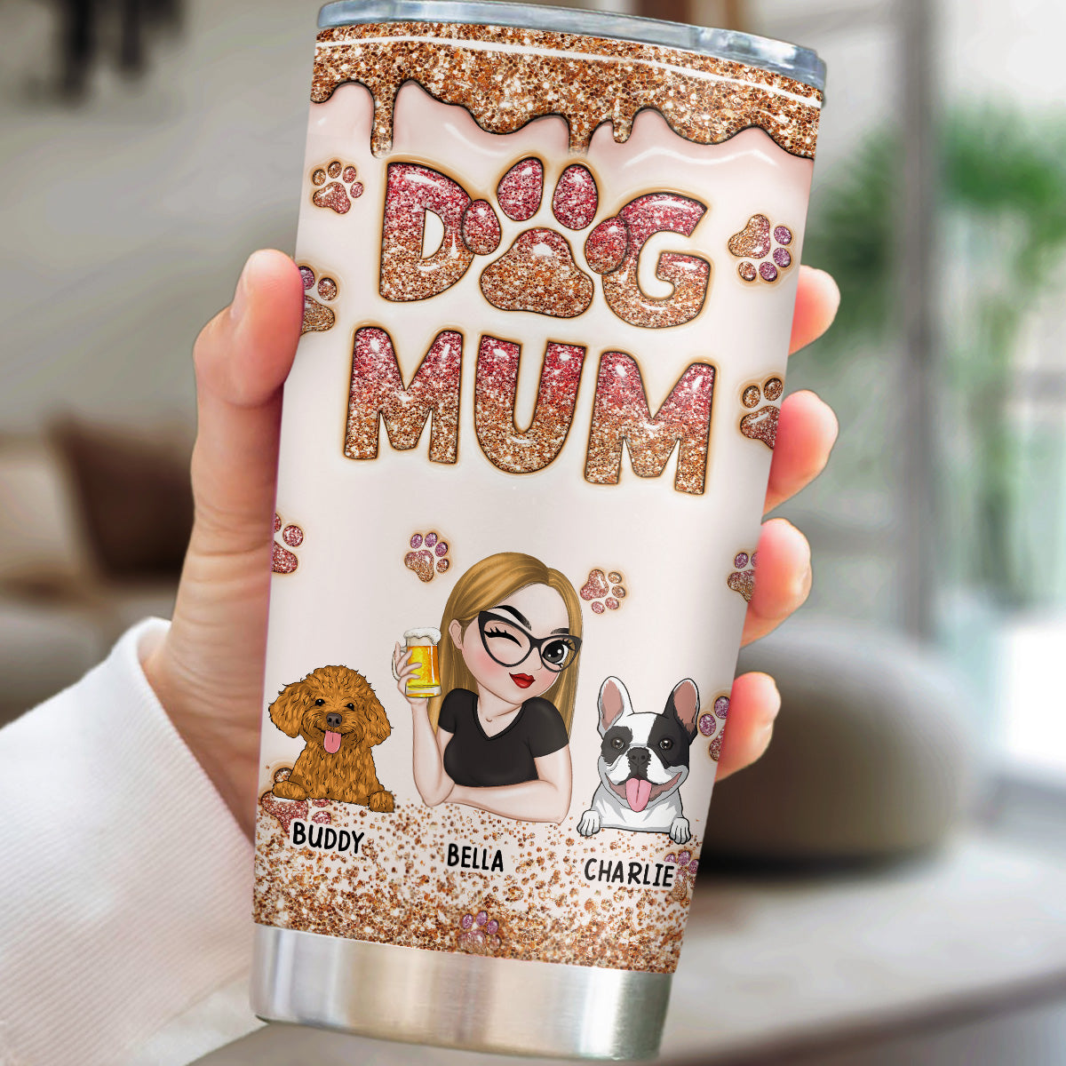 Personalized 3D Inflated Effect Tumbler for Lovely Dog Moms