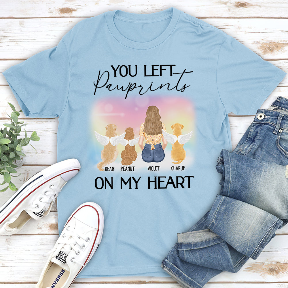 Personalized 'You Left Pawprints' Unisex Memorial T-shirt for Pet Lovers