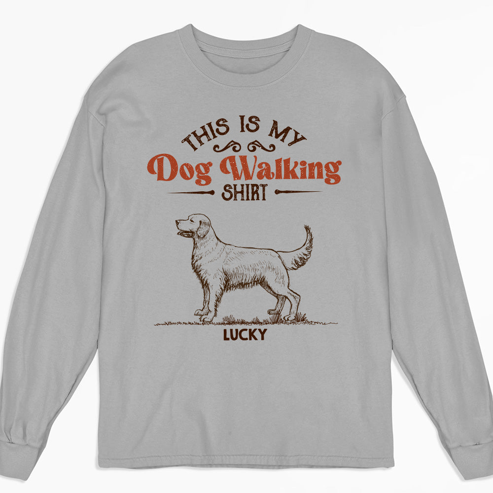 Customizable Vintage Long Sleeve Dog Walking T-shirt for Pet Lovers