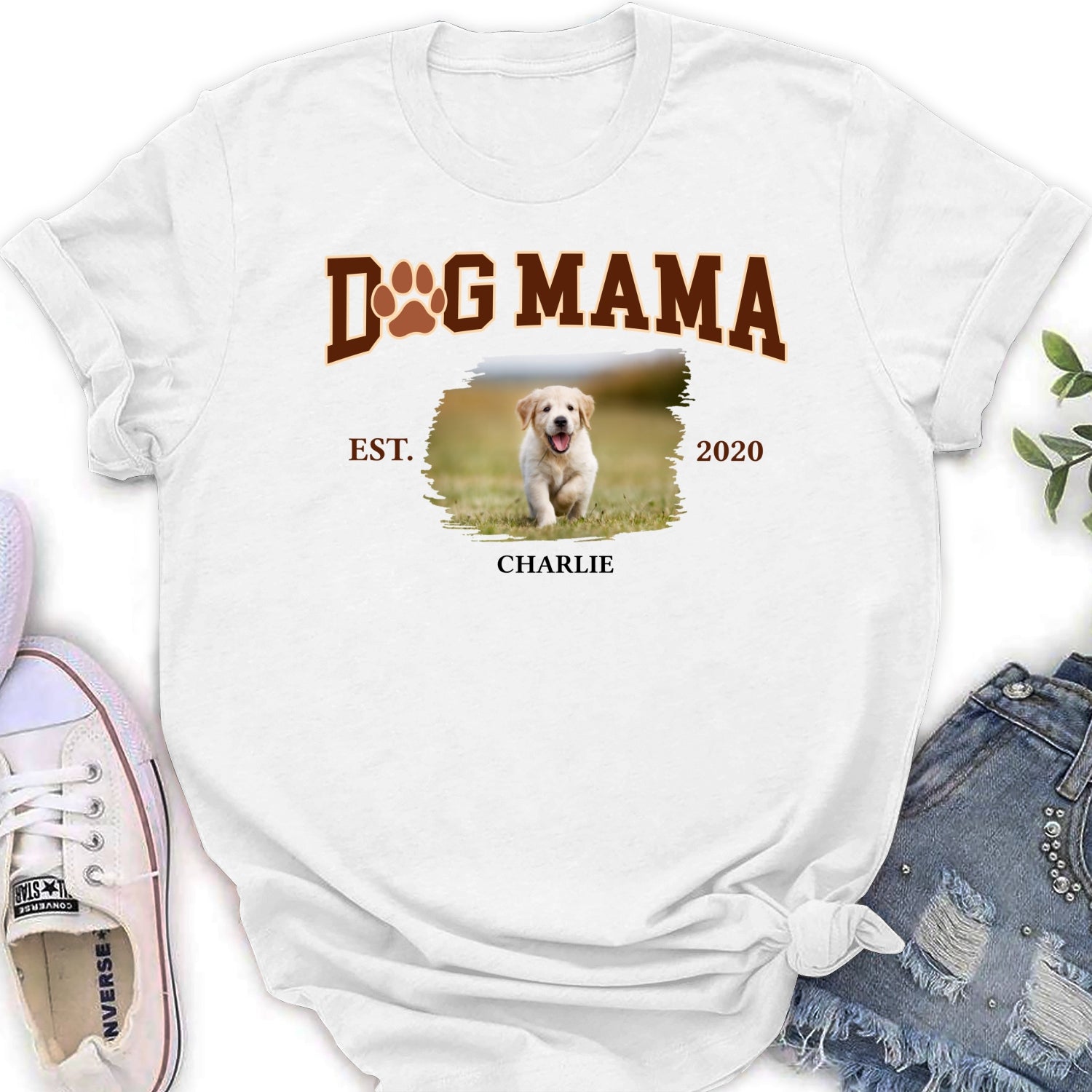 Customizable Dog Mama Photo Women's T-Shirt - Ideal Gift for Pet Lovers