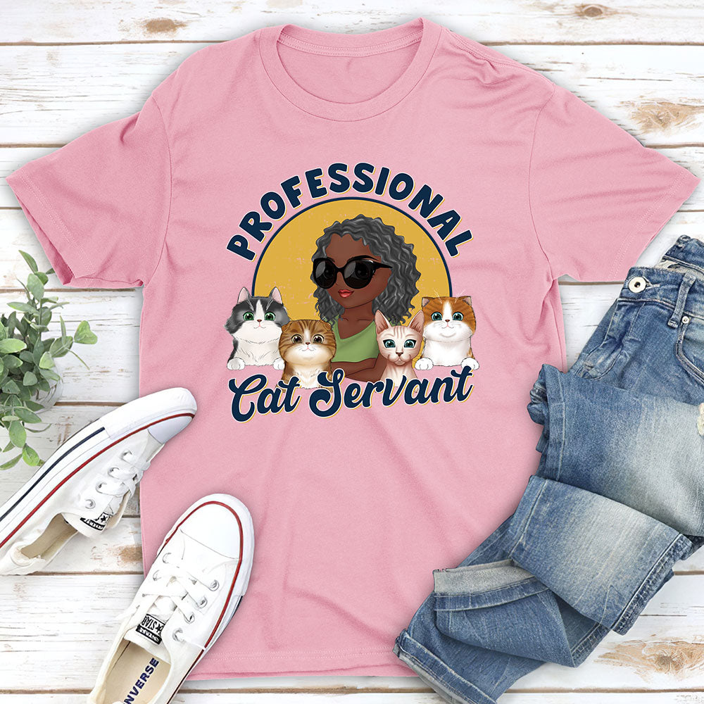 Customizable Professional Cat Servant Cartoon Unisex T-shirt - Ideal Gift for Pet Lovers