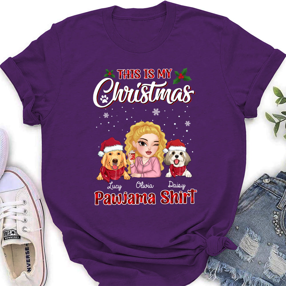 Personalized Christmas Pawjama Women's T-shirt - Ideal Gift for Pet Lovers