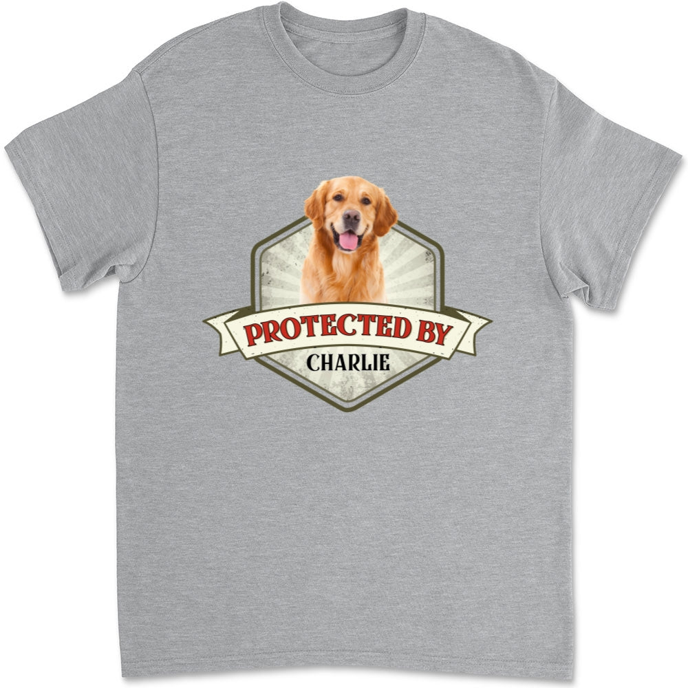 Customizable Unisex 'Protected By Dogs' Personalized Photo T-Shirt - Ideal Gift for Pet Lovers