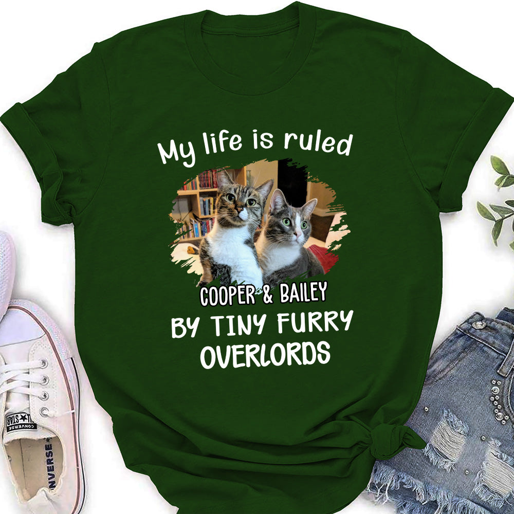 Personalized Custom Women's Cat-themed T-shirt - Because Cats Rule Our Lives