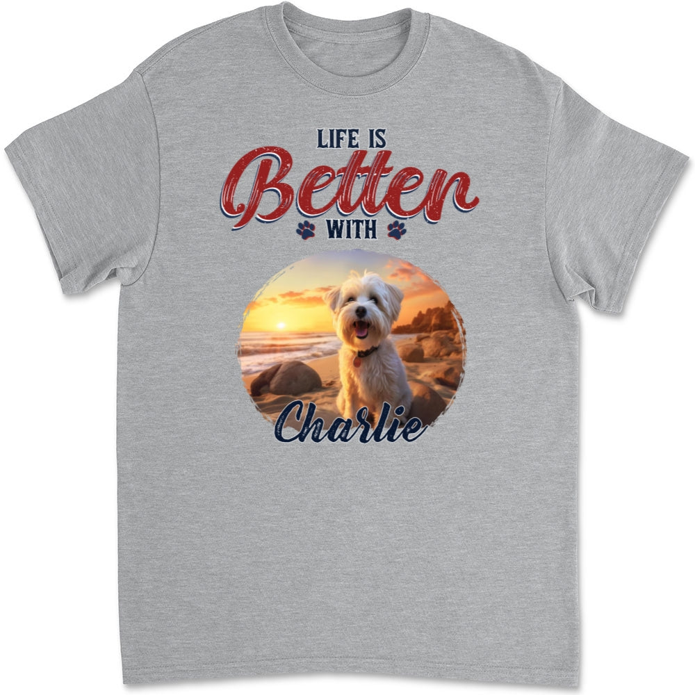 Personalized Custom Unisex 'Better Life With My Dog' Photo T-shirt - Ideal Gift for Pet Lovers