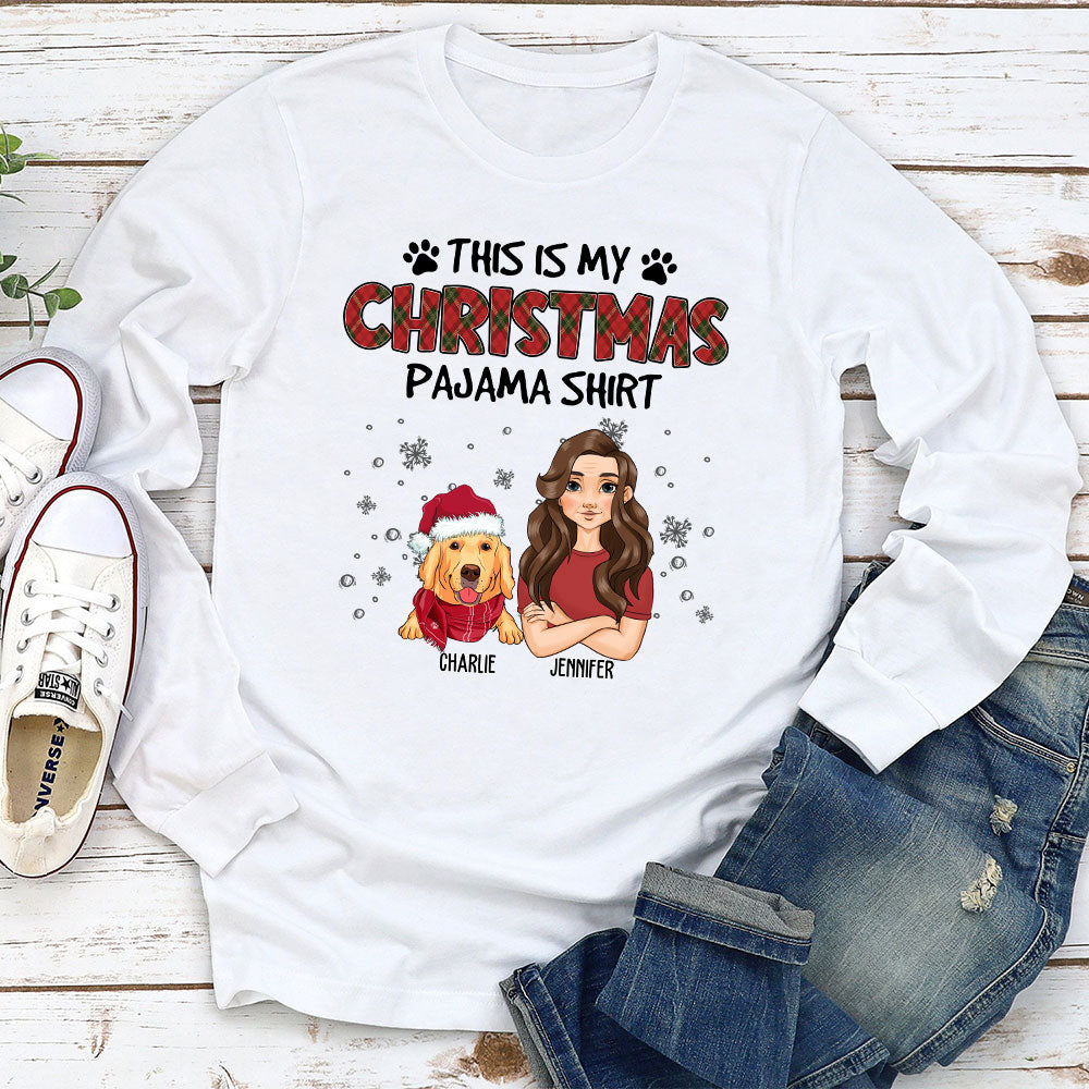 Personalized Custom Christmas Pawjama Long Sleeve T-shirt - Ideal Gift for Pet Lovers