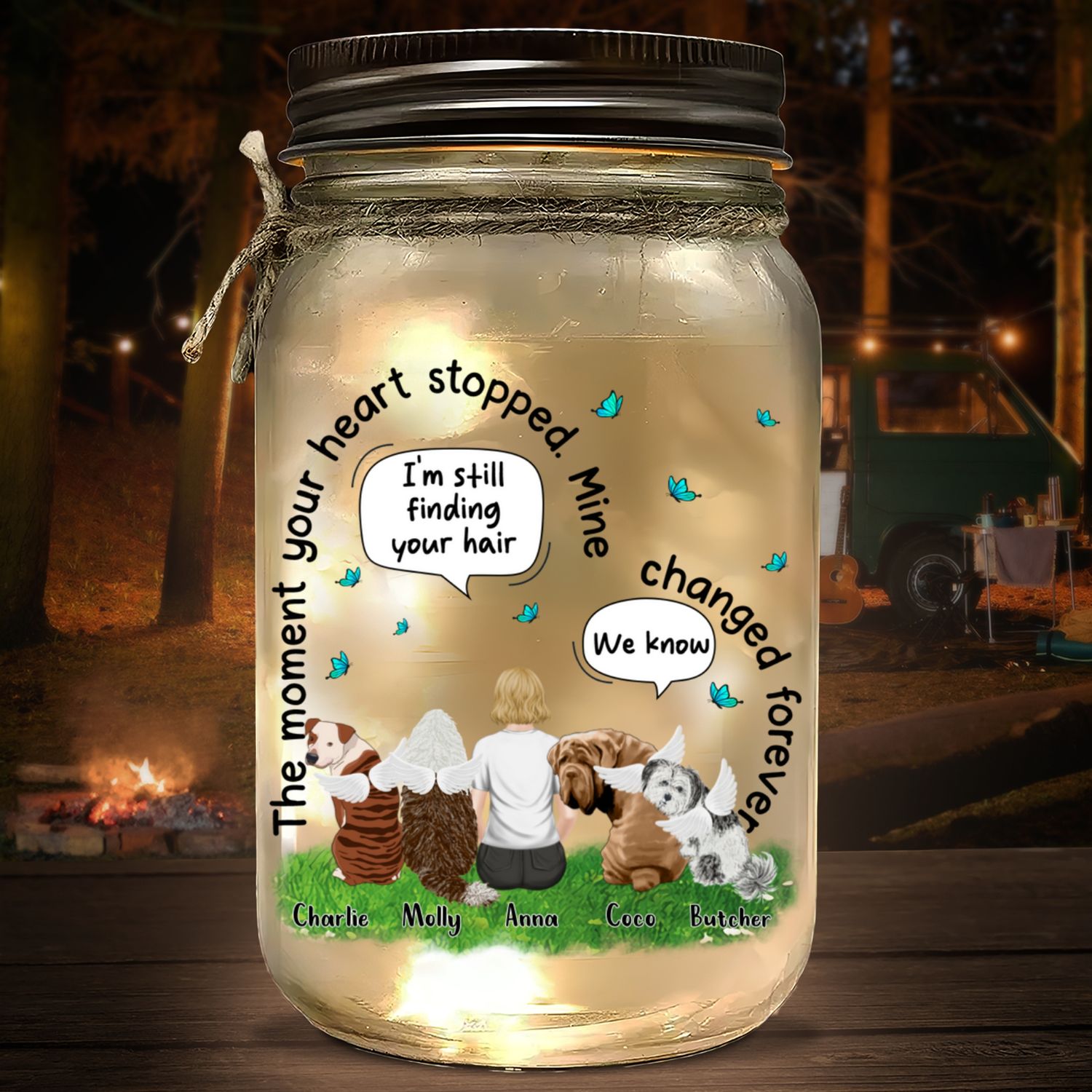 Pet Heart - Customizable Personalized Mason Jar Night Light