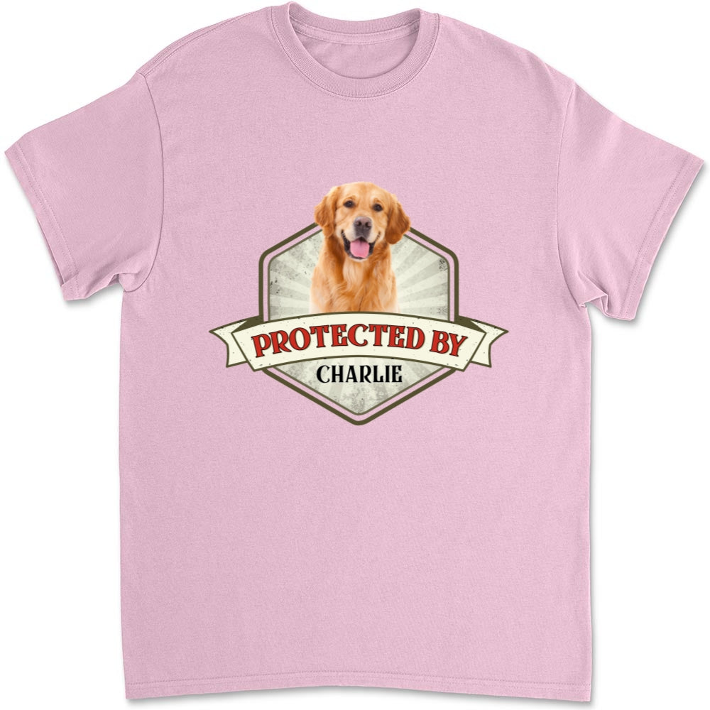 Customizable Unisex 'Protected By Dogs' Personalized Photo T-Shirt - Ideal Gift for Pet Lovers