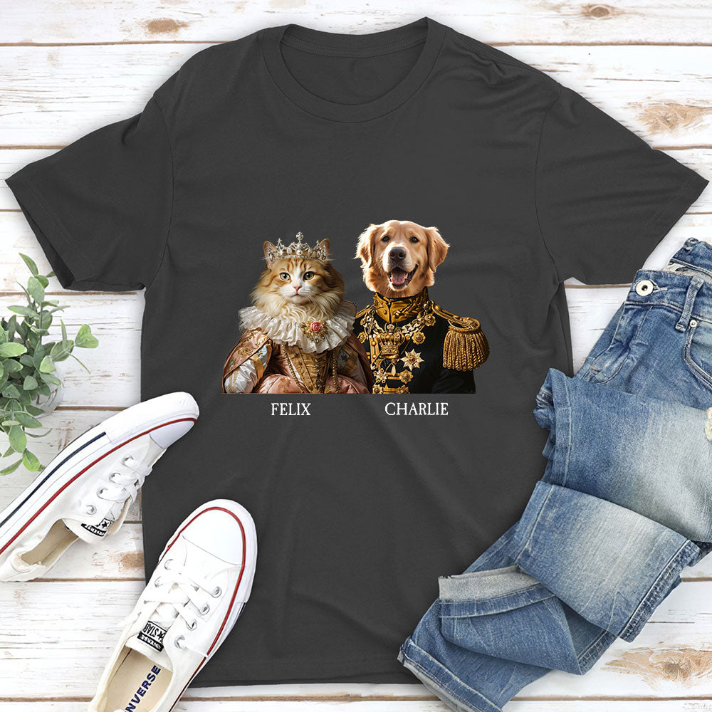 Custom Royal Pet Portrait Personalized Unisex T - Shirt: Ideal Gift for Pet Lovers