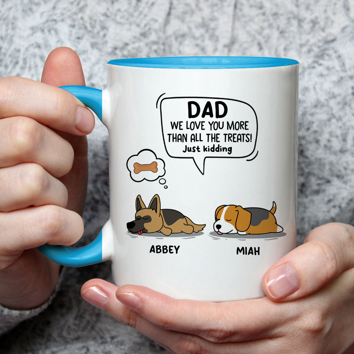 Personalized 'I Love Dad More Than Treats' Custom Accent Mug for Daily Beverages