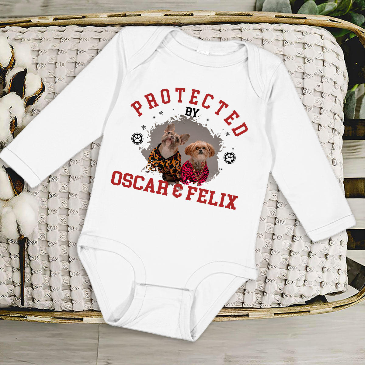 Personalized Custom Long Sleeve Baby Sleepdog Onesie - Ideal for Newborns