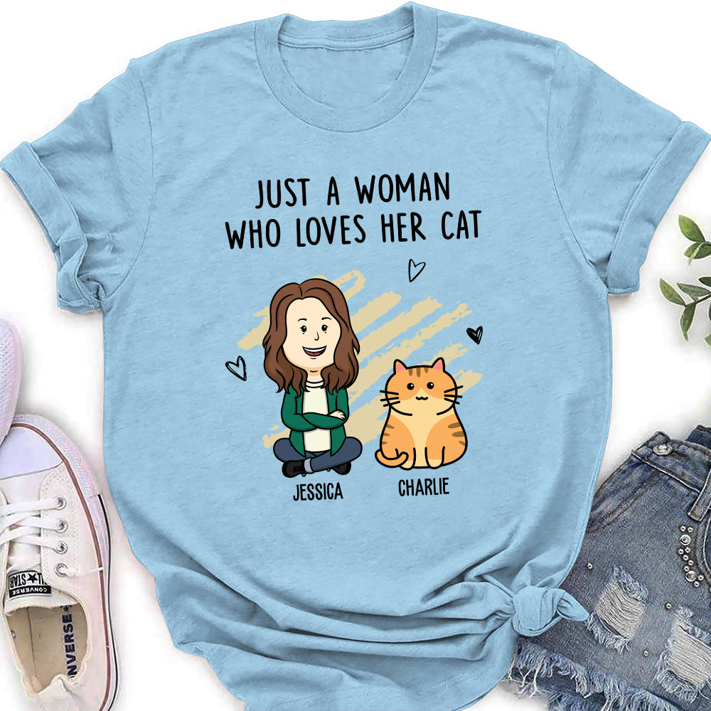 Personalized Custom Women's T-shirt Featuring a Woman With Cats - Ideal Gift for Pet Lovers