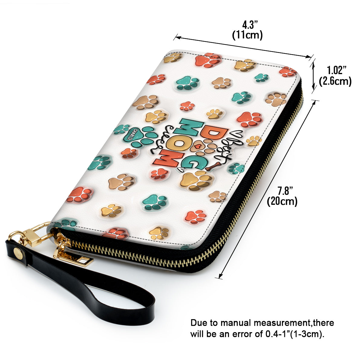 Customizable Personalized Dog Mom Leather Wallet with Paw Design