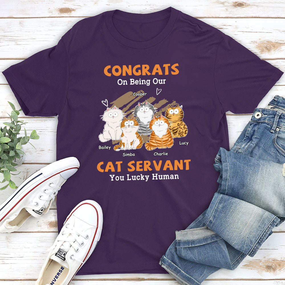 Personalized Congrats Cat Servant Unisex T-shirt - Ideal Gift for Pet Lovers