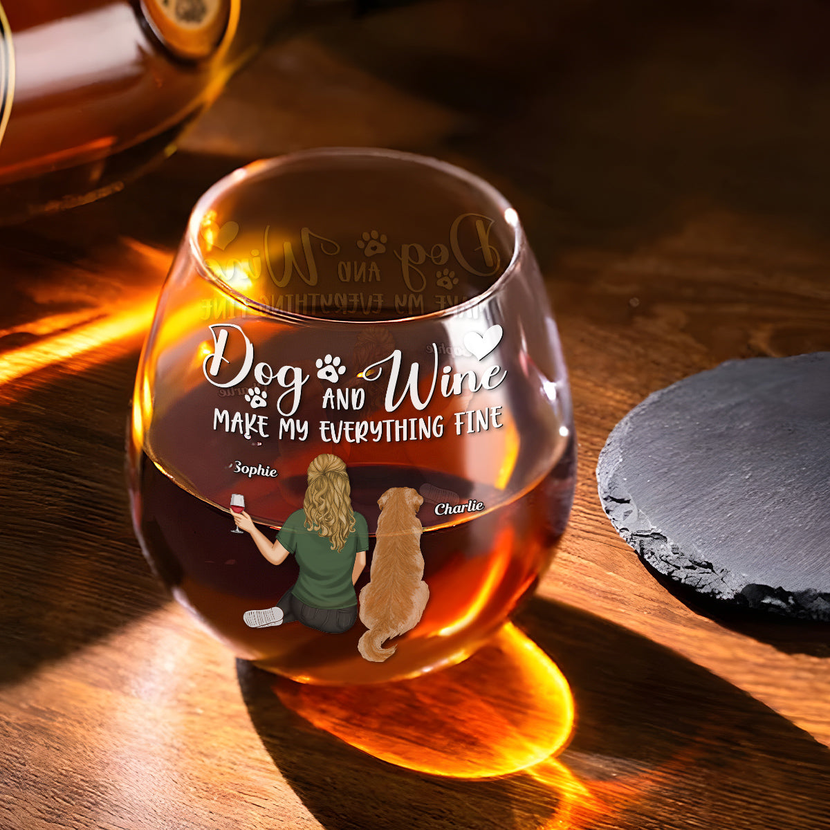 Personalized Custom Wine Glass - Dogs Make My Everything Fine for Special Occasions
