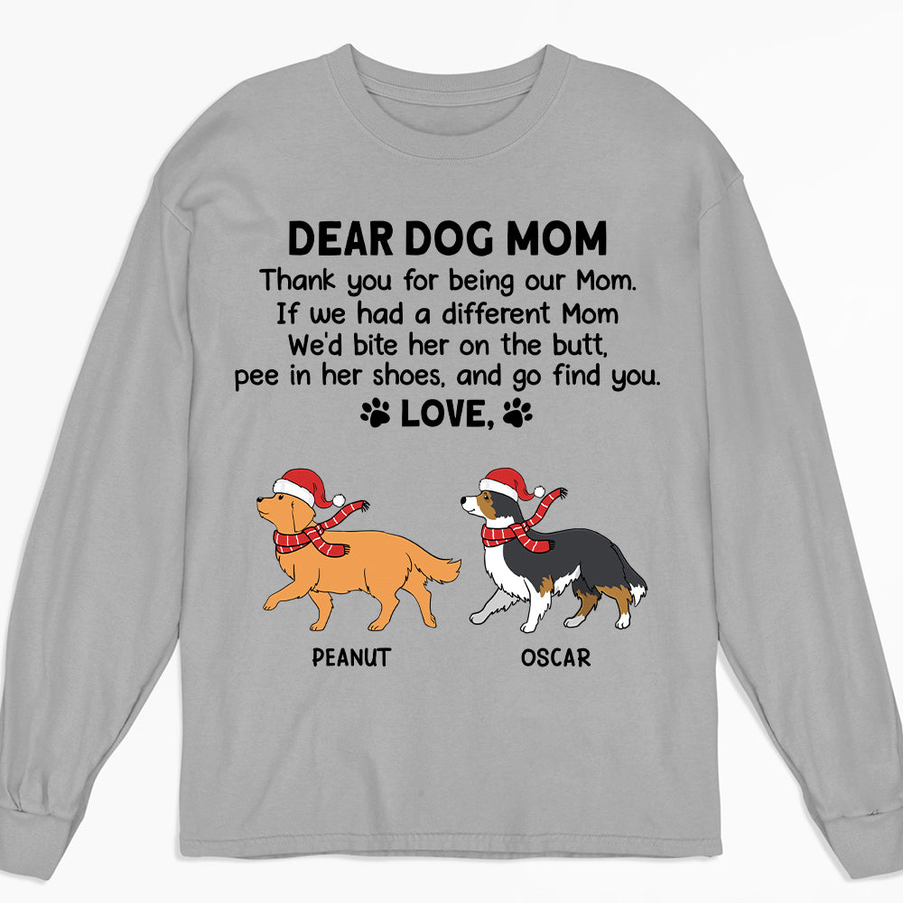 Thank You Mom Christmas - Customizable Personalized Long Sleeve T - Shirt for Pet Lovers