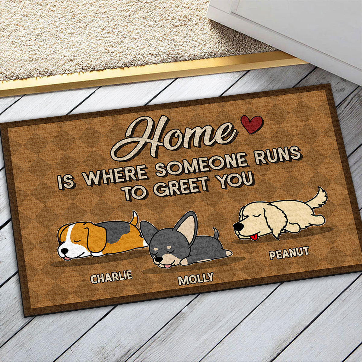 Personalized Custom Pet Doormat - Home Is Where Your Furry Friend Runs