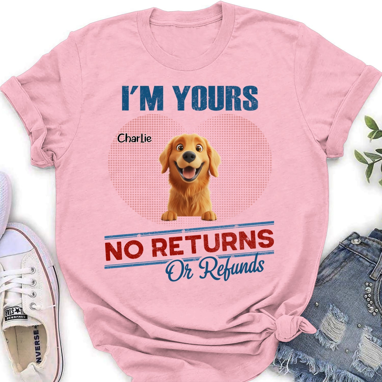 Personalized Custom Women's 'No Returns Or Refunds' T-shirt for Kids and Pet Lovers