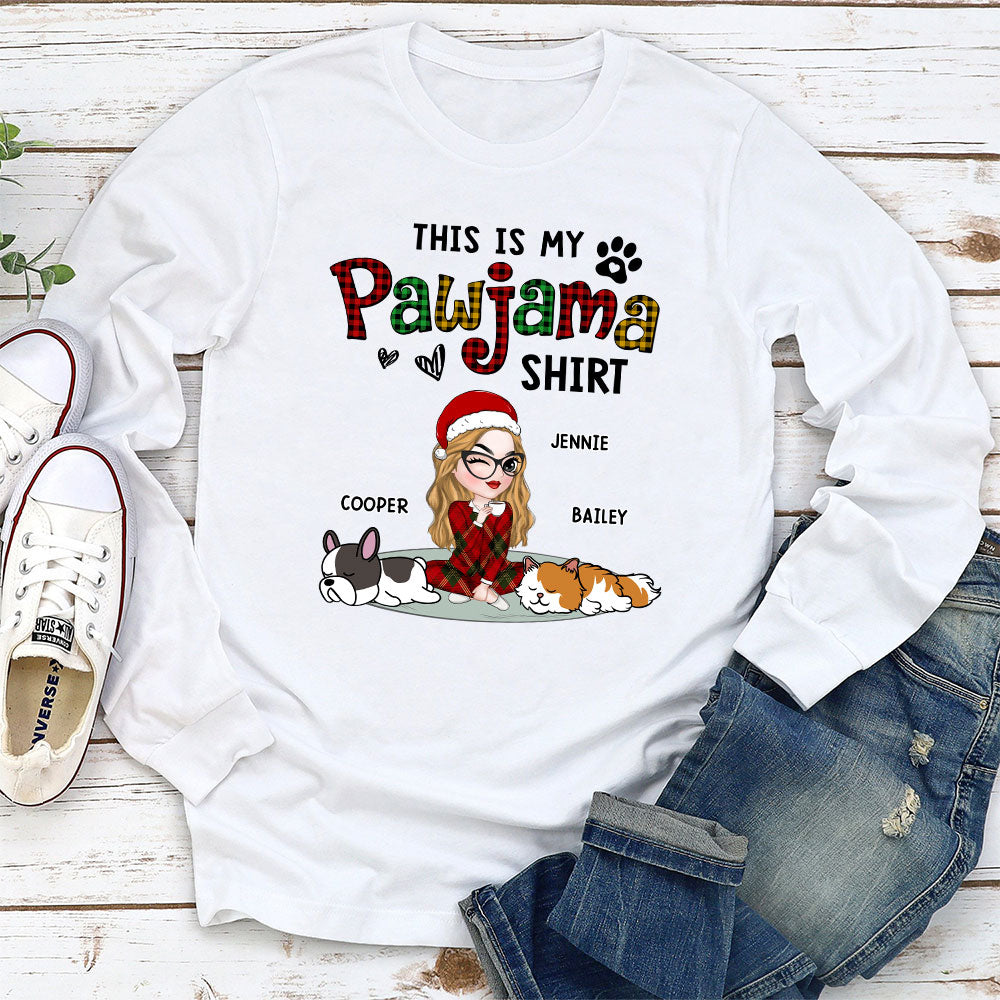 Ver Pet Pawjama Personalized Custom Long Sleeve T-Shirt for Pet Lovers