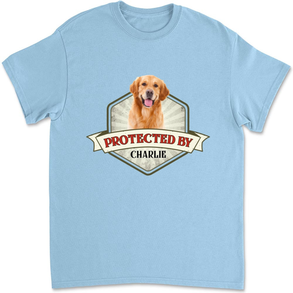 Customizable Unisex 'Protected By Dogs' Personalized Photo T-Shirt - Ideal Gift for Pet Lovers