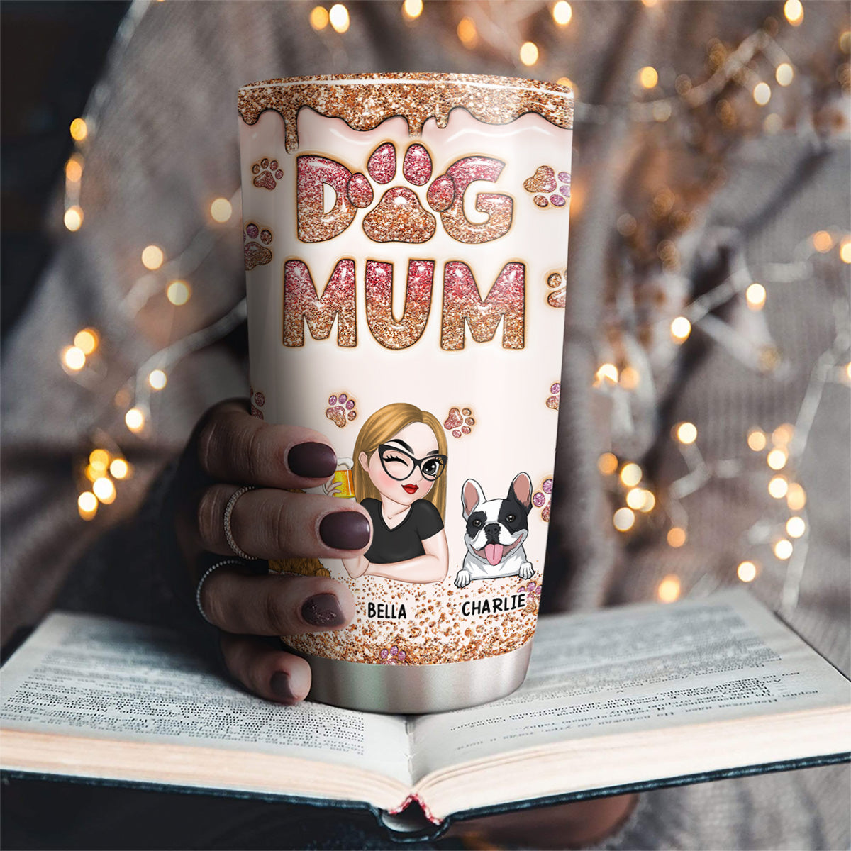 Personalized 3D Inflated Effect Tumbler for Lovely Dog Moms
