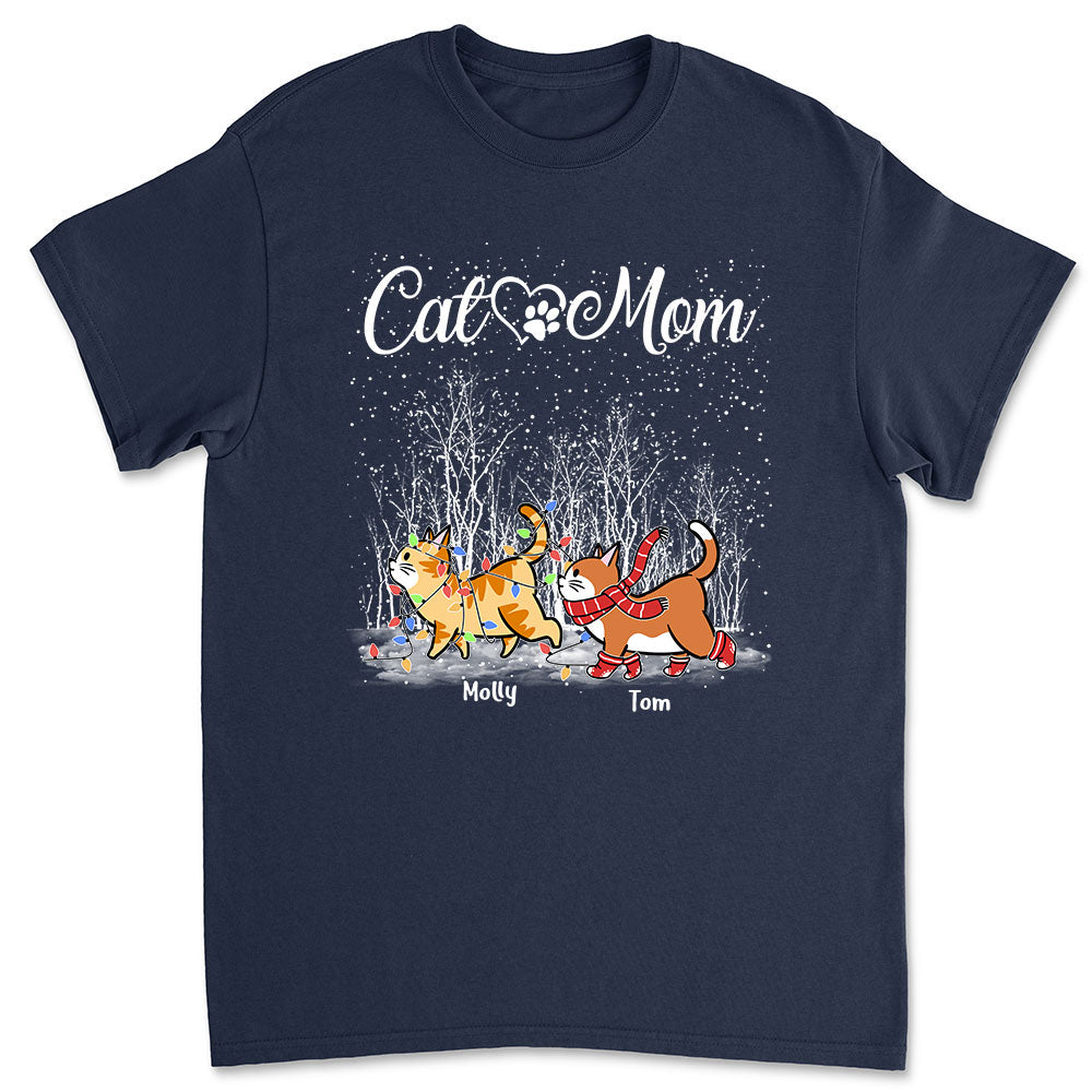Customizable Cat Dad & Mom Unisex Snow T-shirt - Ideal Gift for Pet Lovers