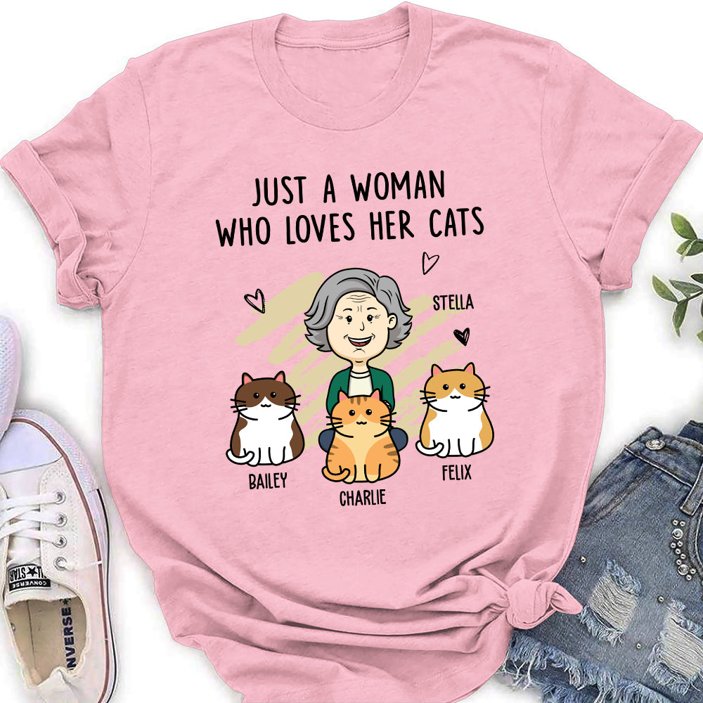 Personalized Custom Women's T-shirt Featuring a Woman With Cats - Ideal Gift for Pet Lovers