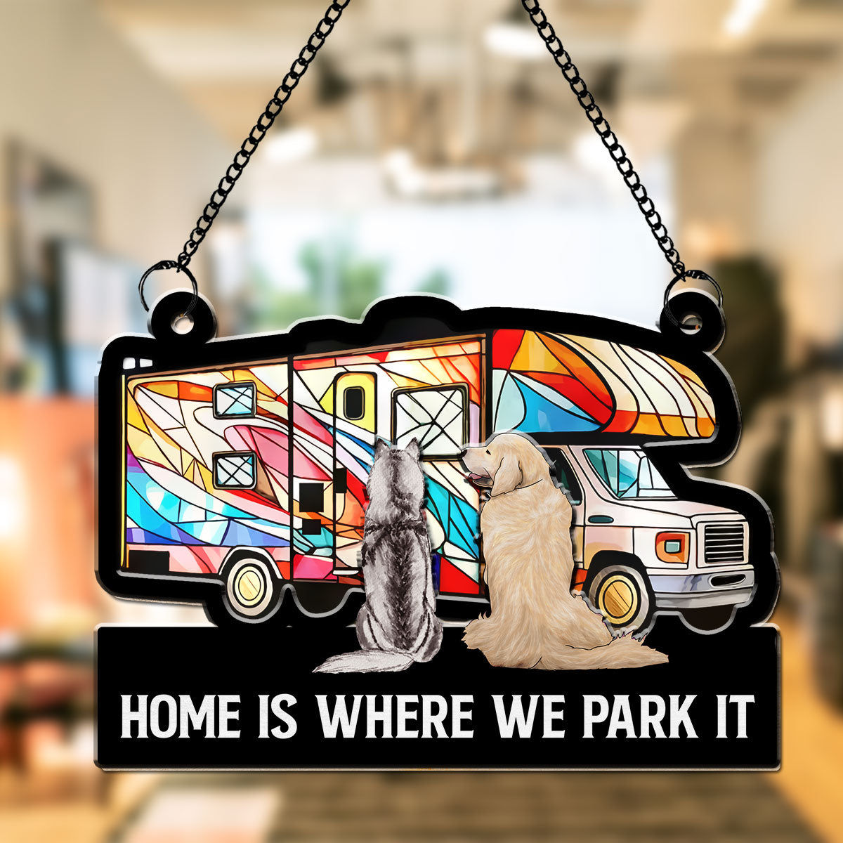 Personalized Custom 'Home Is Where We Park It' Suncatcher - Ideal for Special Occasions