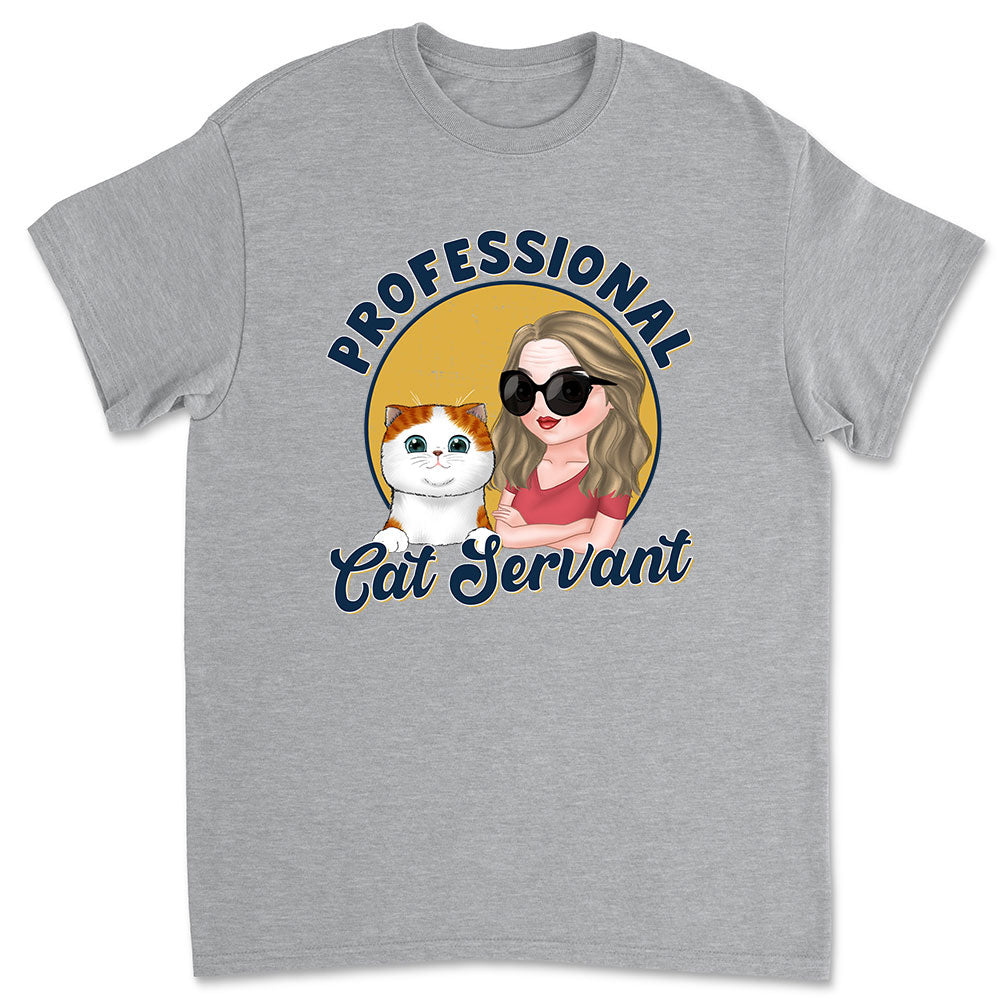 Customizable Professional Cat Servant Cartoon Unisex T-shirt - Ideal Gift for Pet Lovers