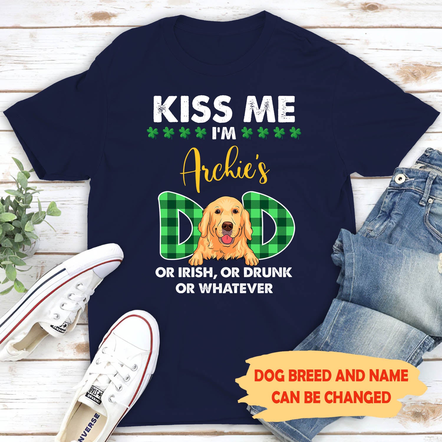 Customizable Unisex Kiss Me Dog Mom/Dad St. Patrick's Day T-shirt - Ideal Gift for Pet Lovers
