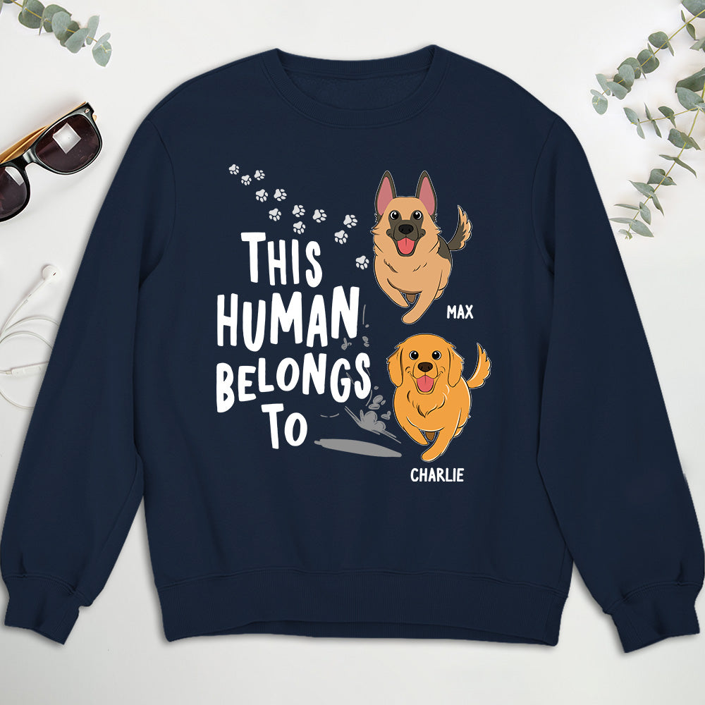 Personalized 'Human Belongs To Dogs' Custom Sweatshirt - Ideal Gift for Pet Lovers