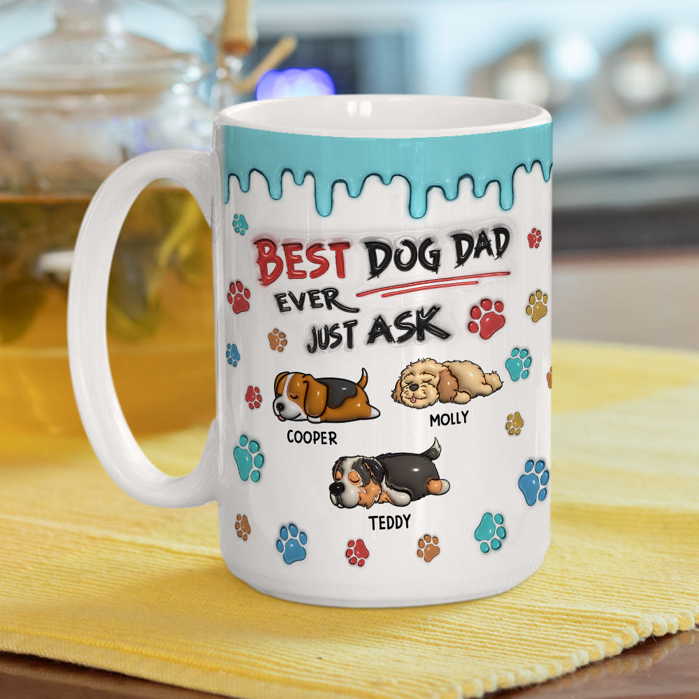 Best Dog Dad Ever - Personalized 3D Inflated Effect Custom Ceramic Mug