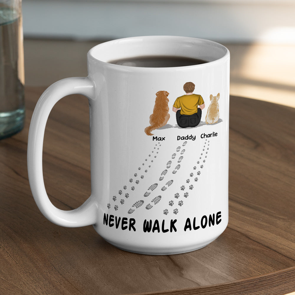 Personalized 'Never Walk Alone' Coffee Mug for Pet Lovers