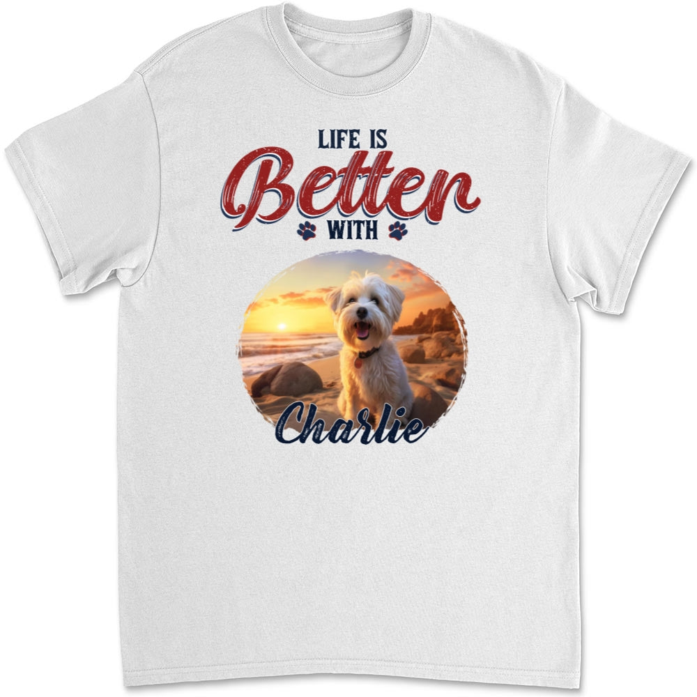 Personalized Custom Unisex 'Better Life With My Dog' Photo T-shirt - Ideal Gift for Pet Lovers