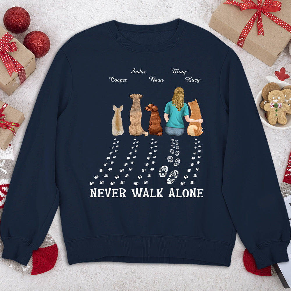 Personalized 'Never Walk Alone' Custom Sweatshirt for Pet Lovers