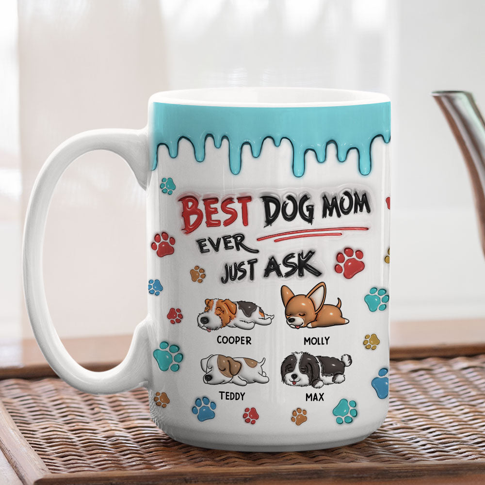 Best Dog Dad Ever - Personalized 3D Inflated Effect Custom Ceramic Mug